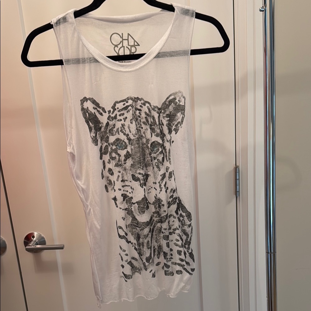 Chaser White Leopard Graphic Tank Top